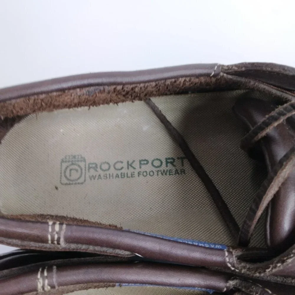 Rockport Washable Footwear Brown Leather Boat Shoes Loafers Size 11.5M